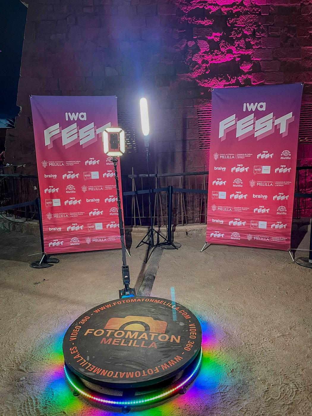 Videomatón 360 iluminado en el festival IWA Fest